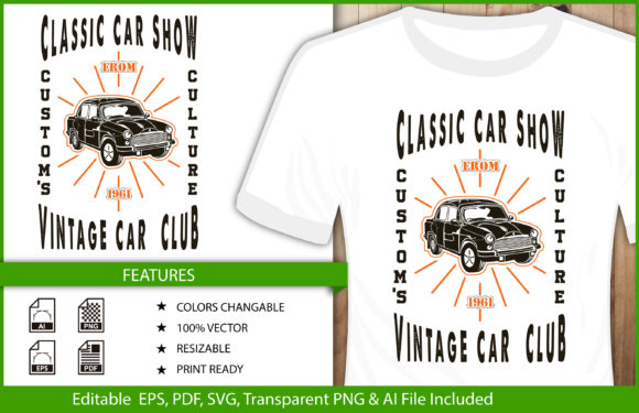 Download T-shirt Classic Car Illustration Design - Illustration Collection