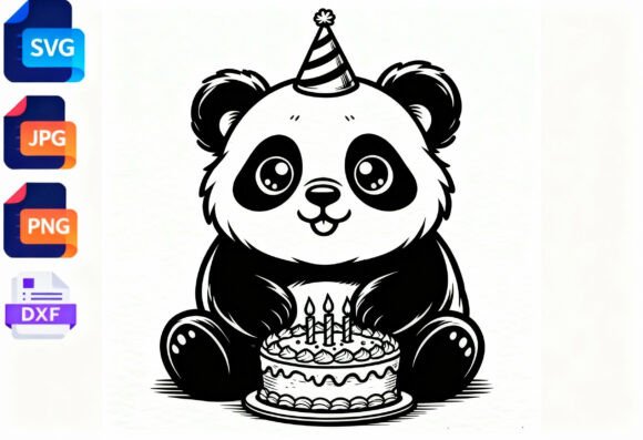Download Cute Panda Birthday Cake SVG PNG DXF - Dxf Collection