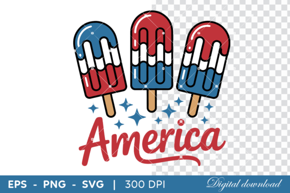 Download American Popsicle Illustration with Star - Illustration Collection