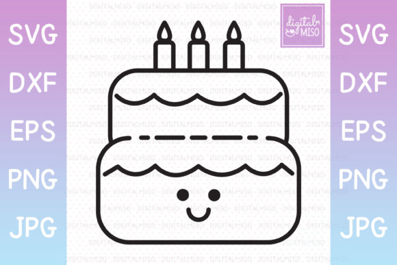 Download Birthday Cake Outline - Kawaii Icons - Premium Bundle